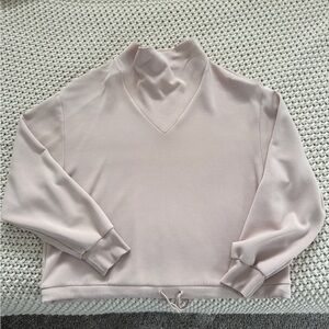 Varley Light Blush V-Neck Mock Collar Pullover Sweater